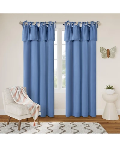 Awesome Home Recycled Cotton Blend Ruffle Tie Top Curtains Pair, Bleached Mauve, 52"×84"