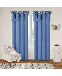 Awesome Home Recycled Cotton Blend Ruffle Tie Top Curtains Pair, Bleached Mauve, 52"×84"