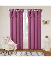 Awesome Home Recycled Cotton Blend Ruffle Tie Top Curtains Pair, Bleached Mauve, 52"×84"