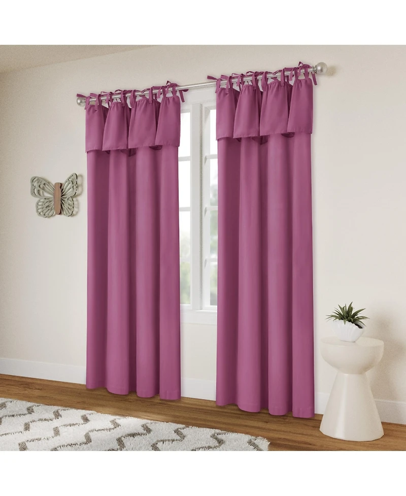 Awesome Home Recycled Cotton Blend Ruffle Tie Top Curtains Pair, Bleached Mauve, 52"×84"