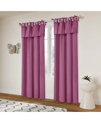 Awesome Home Recycled Cotton Blend Ruffle Tie Top Curtains Pair, Bleached Mauve, 52"×84"