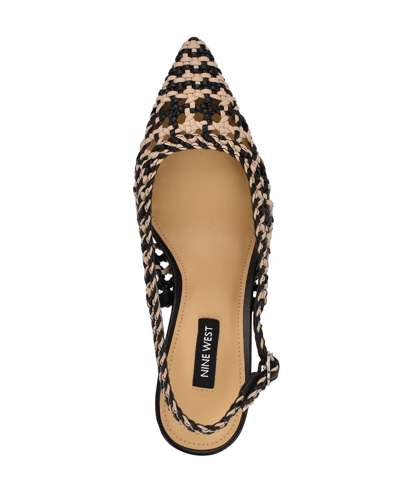 Nine West Women's Madalene Woven Slingback Kitten Heel Pumps
