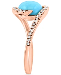 Effy Turquoise & Diamond (1/6 ct. t.w.) Statement Ring in 14k Rose Gold