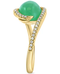 Effy Dyed Jade (3-3/4 ct. t.w.) & Diamond (1/6 ct. t.w.) Statement Ring in 14k Yellow Gold