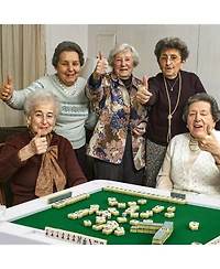 Sugift 4-Player Mahjong Game Table with Iron Frame