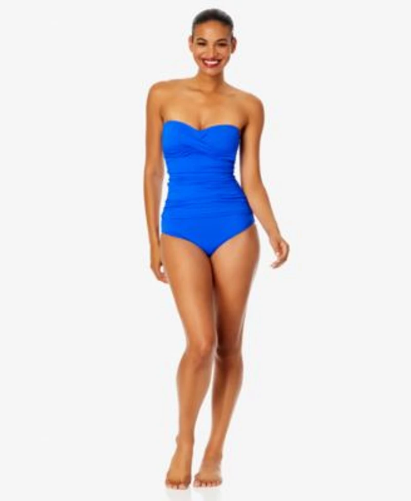 Anne Cole Womens Twist Front Ruched Tankini Top High Waist Bikini Bottoms