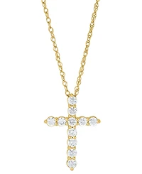 Grown With Love Lab Grown Diamond Cross Pendant Necklace (1 ct. t.w.) in 14k White or Yellow Gold, 16" + 2" extender