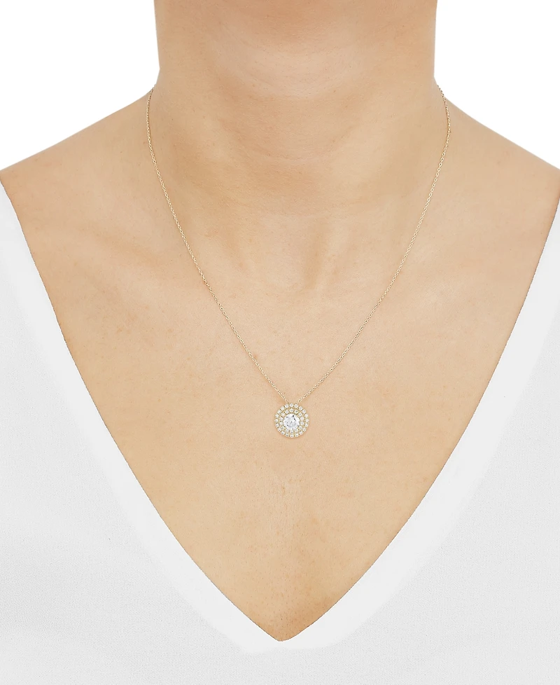 Grown With Love Lab Grown Diamond Double Halo Pendant Necklace (1-1/2 ct. t.w.) in 14k White or Yellow Gold, 16" + 2" extender