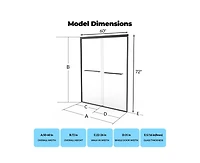gaomon Frameless Sliding Shower Door,56-60" W x 72" H Double Sliding Shower Door, 5/16" (8mm) Thick Sgcc Tempered Glass