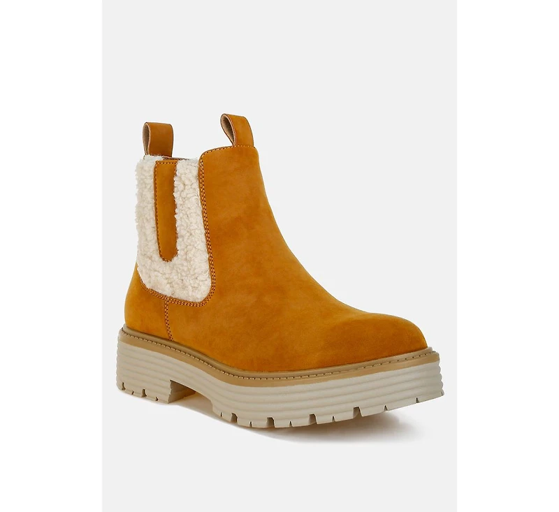 London Rag Mothman Faux Fur Detail Chunky Ankle Boots