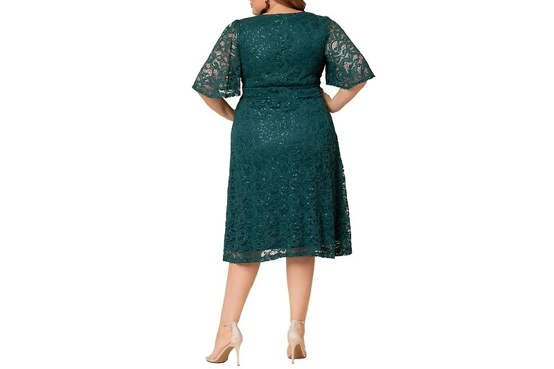Kiyonna Plus Starry Sequin Lace Cocktail Dress