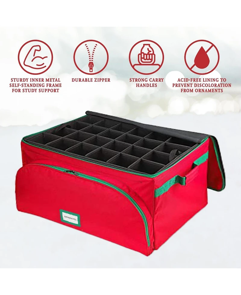 Christmas Ornament Storage Box with 3 Trays Holds Up to 72-4 Inch Ornaments