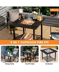 Vebreda 31 Inch Outdoor Fire Pit Dining Table with Cooking Bbq Grate
