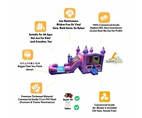 JumpOrange Purplish Commercial Grade Bounce House Water Slide Combo with Pool for Kids and Adults (with Blower), Basketball Hoop, Wet Dry Use, Outdoor