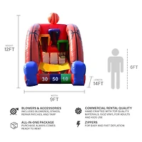 JumpOrange Inflatable Basketball Game (with Blower and Foam Basketballs), Kids and Adults, Commercial Grade, Rental Game, Hoop Shot Target, Toss Game,