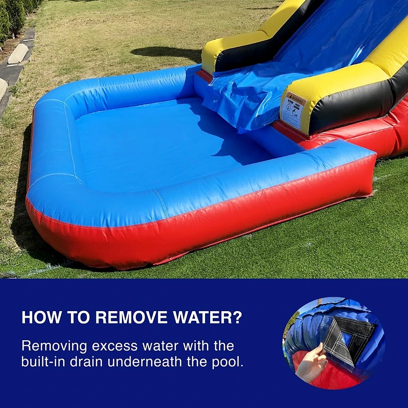 HeroKiddo Ninja Warrior Commercial Grade Bounce House Water Slide Combo with Splash Pool for Kids and Adults (with Blower), Wet Dry Use, Basketball Ho