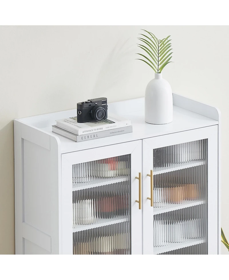 gaomon Shoe Cabinet with Glass Doors, 5-Tier Entryway Shoe Organizer Storage Rack with Large Capacity and Adjustable Shelves for Hallway, Living Room,