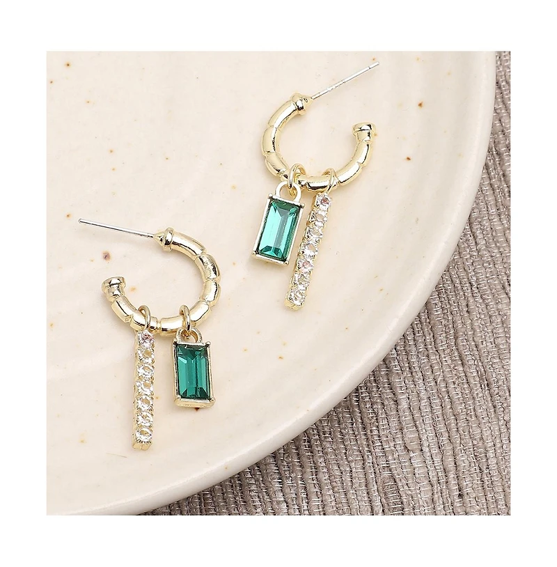Sohi Women's Drop Bling Hoop Earrings