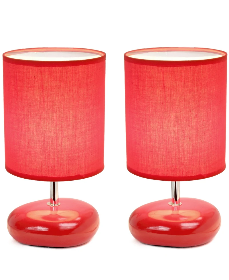 Creekwood Home 10.24" Traditional Mini Round Rock Table Lamp 2 Pack Set