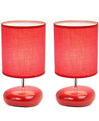 Creekwood Home 10.24" Traditional Mini Round Rock Table Lamp 2 Pack Set