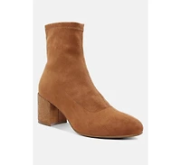 Chena Rhinestones Embellished Block Heel Boots Women