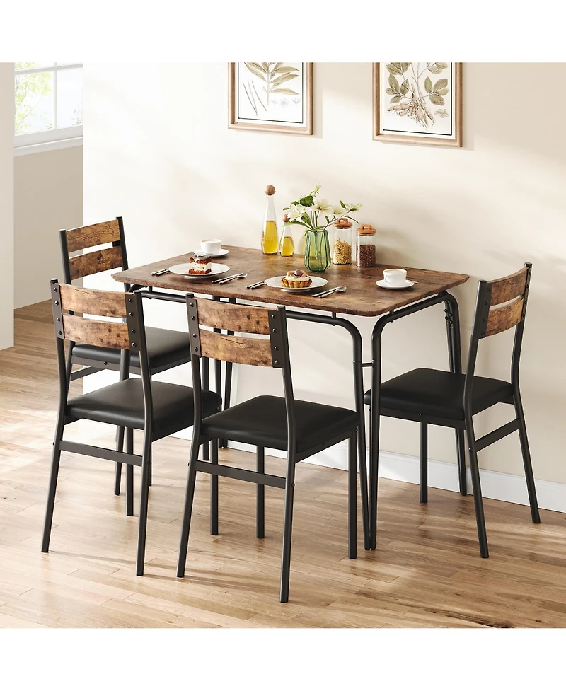 Dining Table for 4, Small Table and Chairs Set of 5, Dinette Set for 4, 5 Piece Kitchen & Dining Room Sets