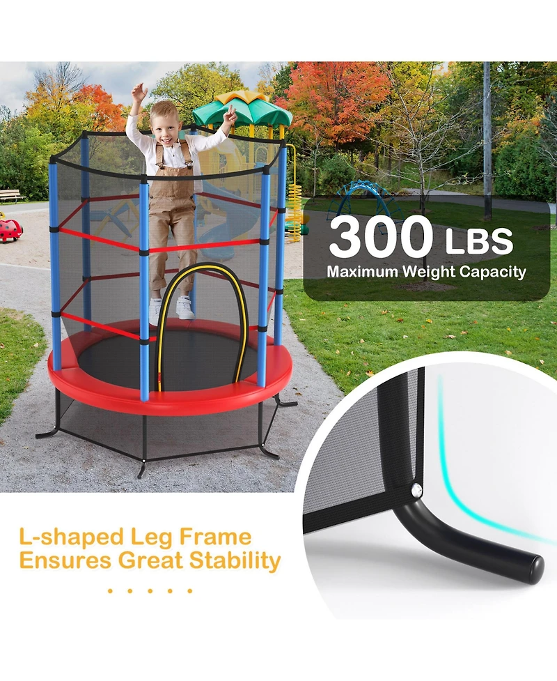 Gymax 55'' Recreational Trampoline for Kids Toddler w/ Enclosure Net