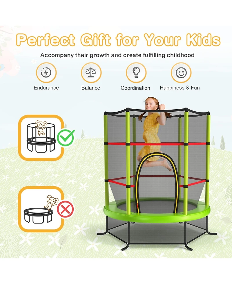 Gymax 55'' Recreational Trampoline for Kids Toddler w/ Enclosure Net