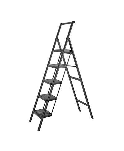 5 Aluminum Step Ladder, 5 Step Stool Folding Step Stool with Handrails, Sturdy Step Stool for Adult, Gorilla Ladders 500LBS Capacity Sturdy& Portable