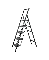 5 Aluminum Step Ladder, 5 Step Stool Folding Step Stool with Handrails, Sturdy Step Stool for Adult, Gorilla Ladders 500LBS Capacity Sturdy& Portable