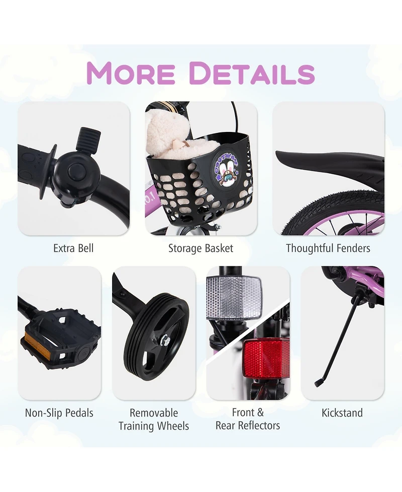 Hongge 16/18 Inch Kids Bike for 4-8 Years Old Sport Bicycle with Adjustable Handlebar and Saddle