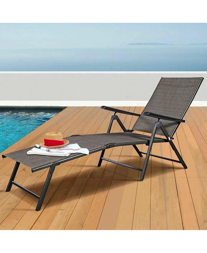 Inolait Set of 2 Adjustable Chaise Lounge Chair with 5 Reclining Positions