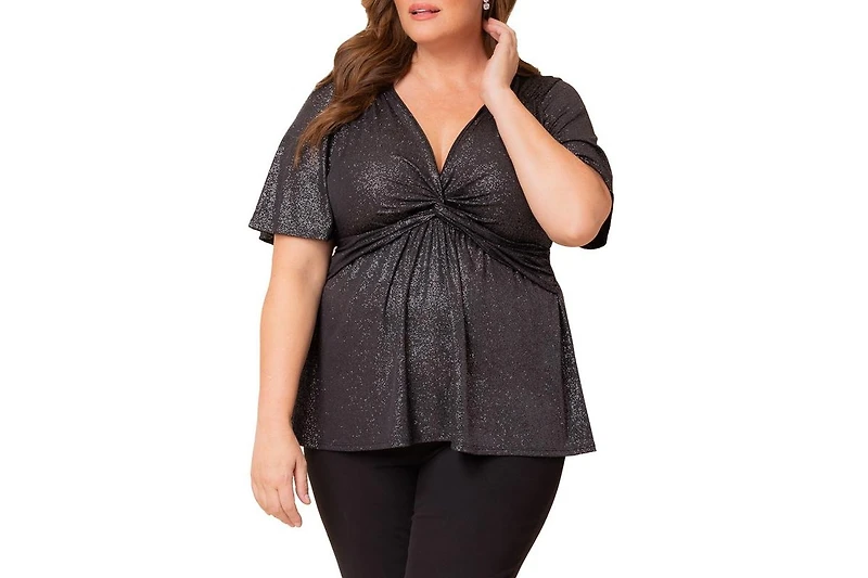 Kiyonna Plus Galaxy Glitter Twist Front Top