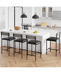 gaomon Bar Stools Set of 4, Upholstered Bar Chairs with Back, 25.5 Inches Kitchen Bar Stools with Footrest, Grey
