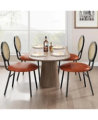 Gaomon Dining Chairs Set of 4, Rattan Kitchen Chairs with Thicken Upholstered, Modern Dining Room Chairs Set of 4,Brown