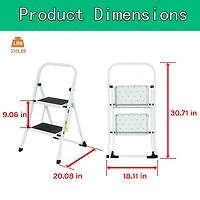 2 Step Ladder Folding Step Stool , Lightweight Step Stools for Adults with Anti-Slip Pedal, Portable Steel Handrails Step Ladder Withstanding 330 lbs