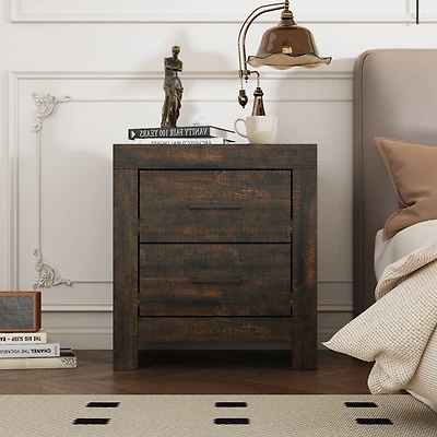 Homsee Brown Wood Accent Storage Dresser Organizer With 2 Drawers