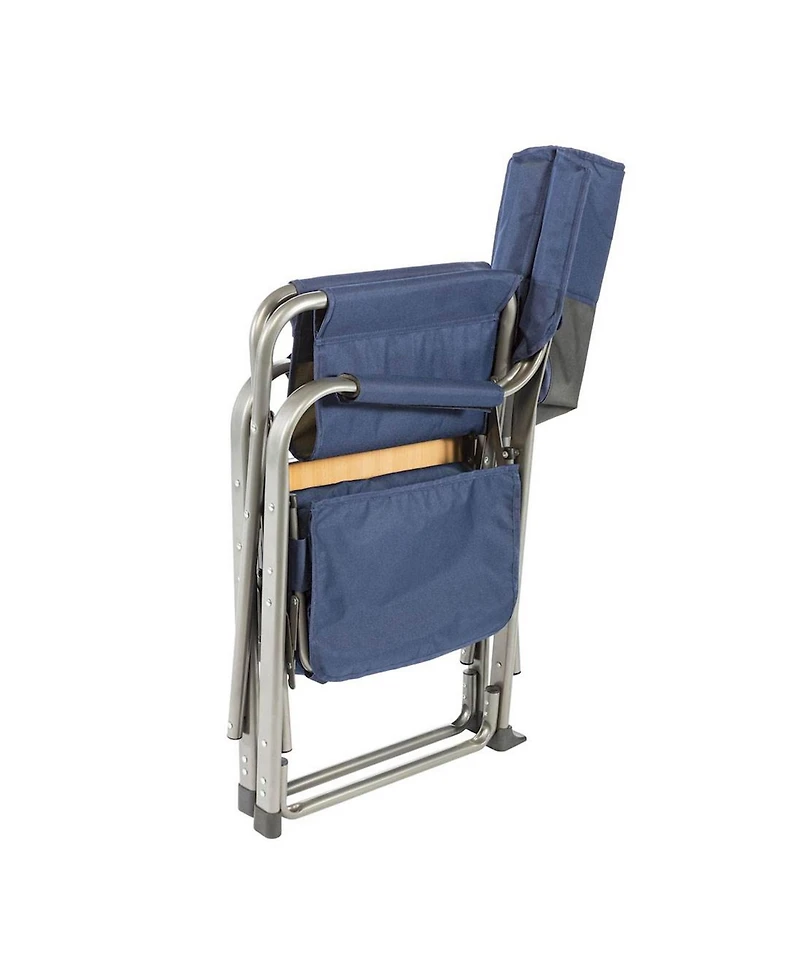 Kamp-Rite Portable Director's Chair w/Cooler, Cup Holder, & Side Table, Navy/Tan