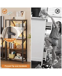 gaomon Tier Bookshelf with Led Lights, Bookcase with Open Display Shelves