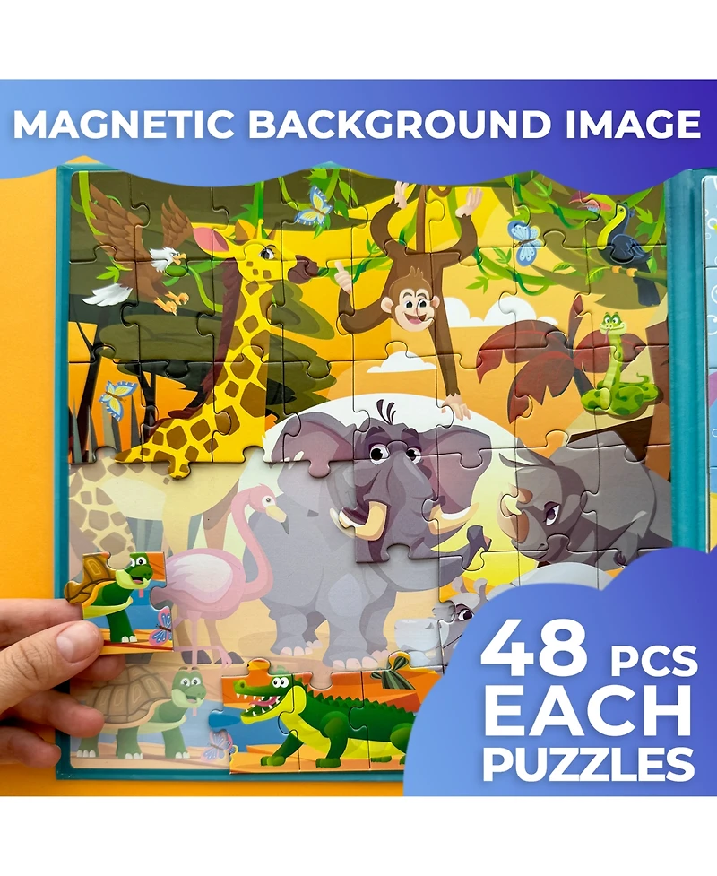 Quokka 2x48 Magnetic Travel Puzzles for Kids Ages 4-6 - Road Trip Activities