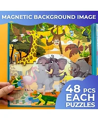 Quokka 2x48 Magnetic Travel Puzzles for Kids Ages 4-6 - Road Trip Activities