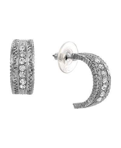 2028 Crystal Silver-Tone Hoop Earrings
