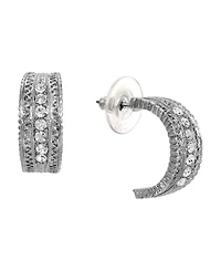 2028 Crystal Silver-Tone Hoop Earrings
