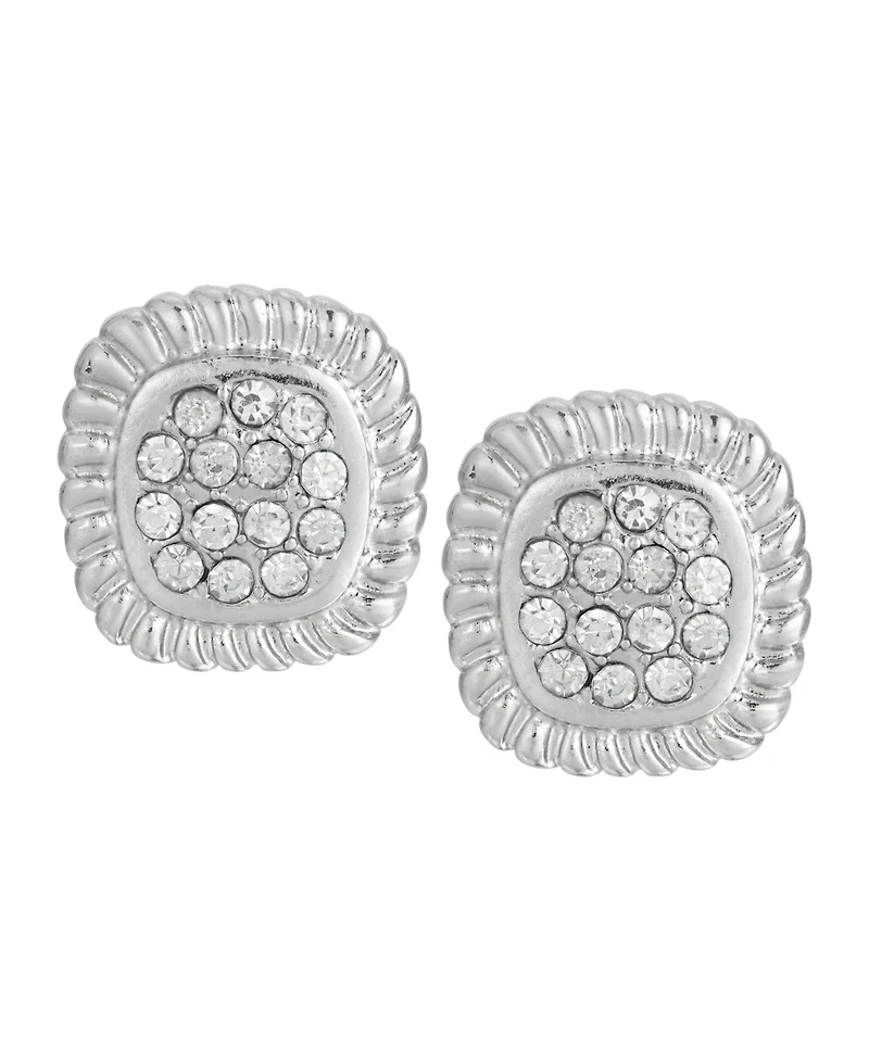 2028 Crystal Square Button Earrings
