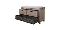 Slickblue Storage Bench with Removable Basket & 2 Drawers Versatile Organization Solution for Any Space