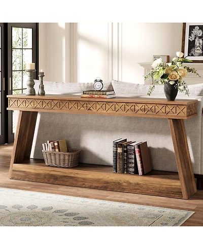Tribesigns Farmhouse Entryway Table, 70.87-Inch Console Table with Storage, Wood Sofa Table Behind The Couch, Industrial Hallway Accent Table