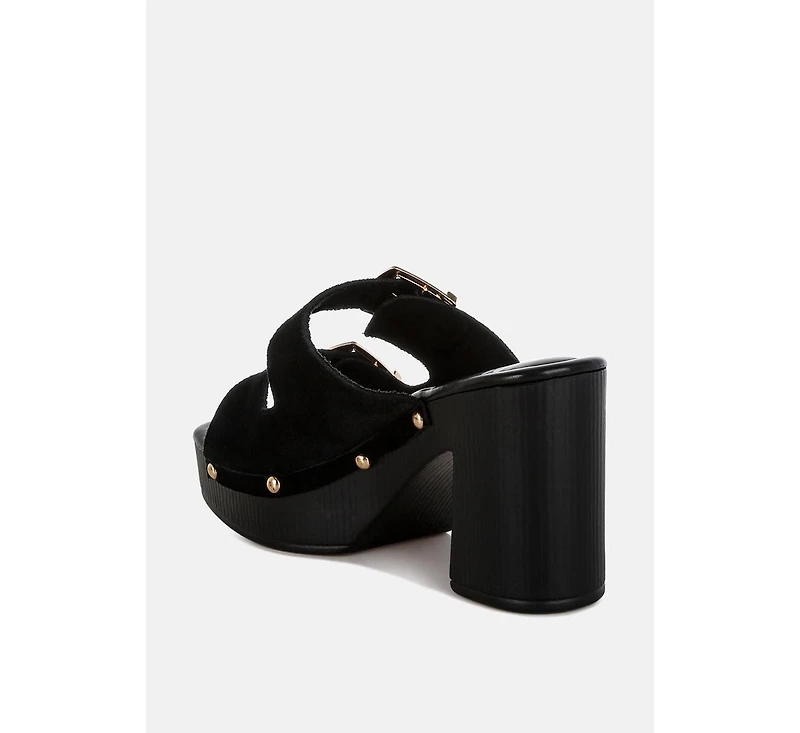 Zoane Studded Dual Buckle Platform Clogs
