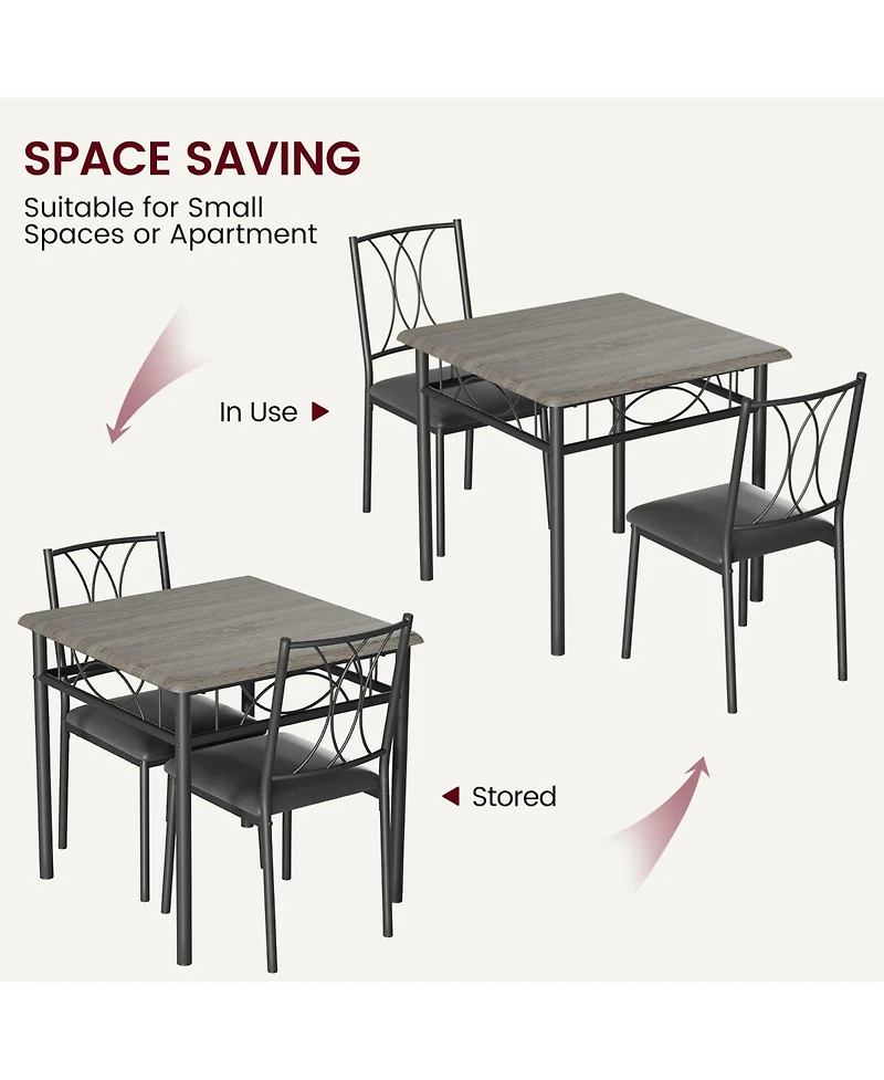 gaomon Dining Table Set for 2, Kitchen Table and Chairs, Square Dining Room Table Set , 3 Piece Dining Table Set , Rustic Grey