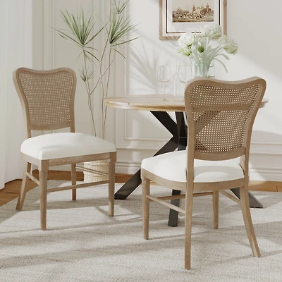 Vintage Rattan Dining Chair: Retro Charm, Premium Comfort Set of 2