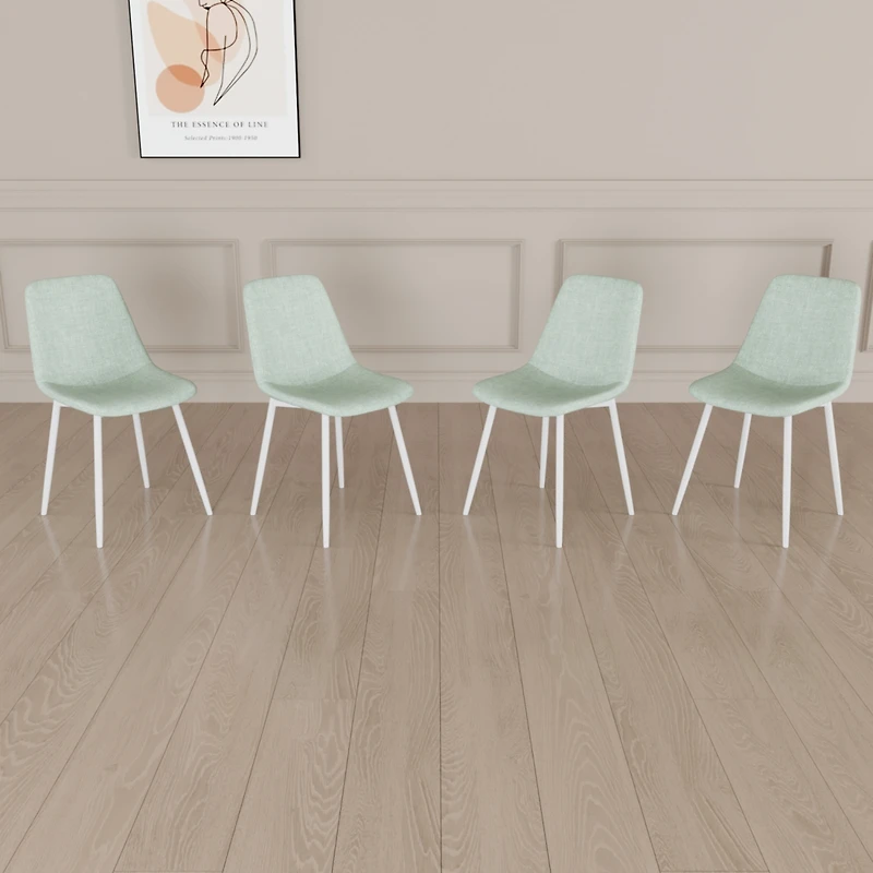 Streamdale Modern Linen Dining Chairs (Set of 4, Light Green)